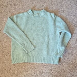 American Eagle Outfitters Waffle Light Green Crew Neck Sweater